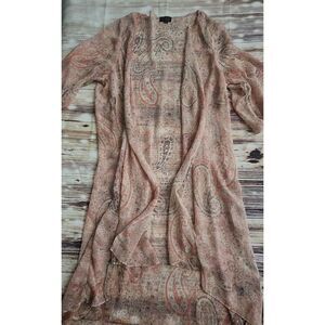 JM Collection Womens Pink Paisley Chiffon Sheer 2X Swim Coverup Cruise Beach Top